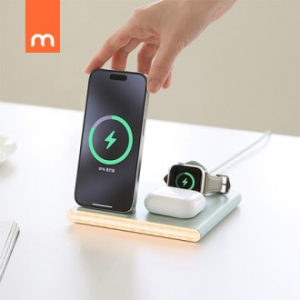 무아스 플립스퀘어 3in1 고속 무선충전 무드등(애플/갤럭시호환)