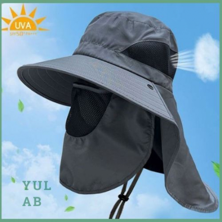 율랩 여름 등산모자 밭일모자 농부모자 햇빛가리개 일체형모자 농사모자 사파리모자 자외선차단모자 #2