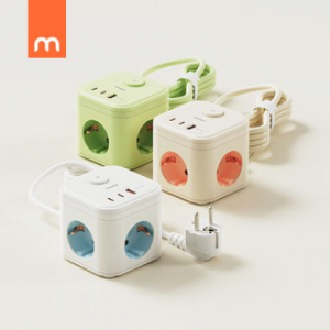 무아스 마카롱 3구 USB 고용량 큐브 멀티탭