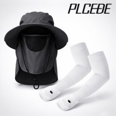 플씨드 와이드 챙 햇빛가리개 모자 + 투밴드 손 쿨토시 2종 세트