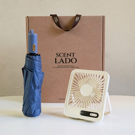 센트라도 B 골드버튼 8k 3단 자동 양우산+탁상용 슬림선풍기 세트 #2