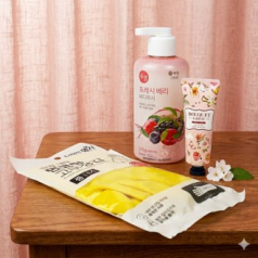 애경 순샘 주방세제 510g + 부케가르니 핸드크림 + 면코팅고무장갑 + 끈케이스