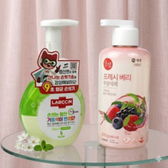 애경 순샘 주방세제 510g +  랩신 핸드워시 250ml + 끈케이스