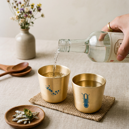 쿠플라트 국산 변온 황동소주잔 2구 SET #3