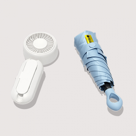 BS009 초경량 멀티고리 5단 우양산 암막 미니 양우산 여행 선물세트+휴대용 핸디 우산애착 선풍기 #5