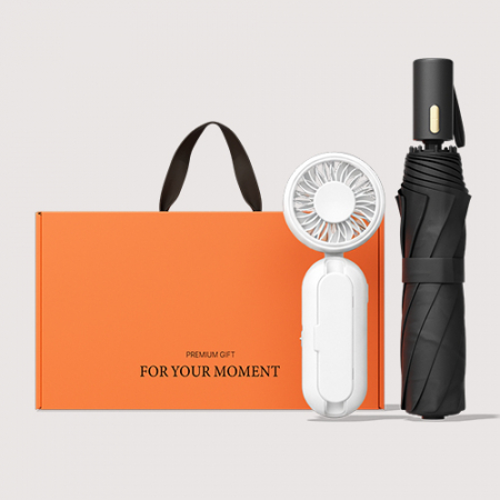 BS017 골드버튼 3단 우양산 암막 양우산 여행 선물세트+휴대용 핸디 우산애착 선풍기 #2