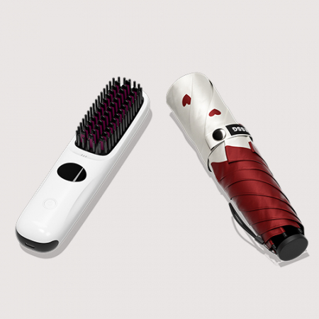 BS012 테스지 하트브리즈 초경량 미니 우양산 암막 3단 양우산 여행 선물세트+휴대용 무선 빗 고데기 #5