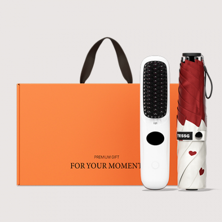 BS012 테스지 하트브리즈 초경량 미니 우양산 암막 3단 양우산 여행 선물세트+휴대용 무선 빗 고데기 #2