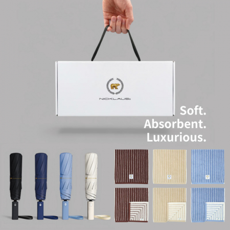 잭니클라우스3단자동암막+스트라이프타올(180g)우산타올세트 #2