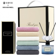 시즈넬 호텔 선물세트 디퓨저 120ml+송월 라이트무지 130g