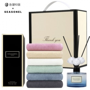 시즈넬 호텔 선물세트 디퓨저 120ml+송월 라이트무지 130g