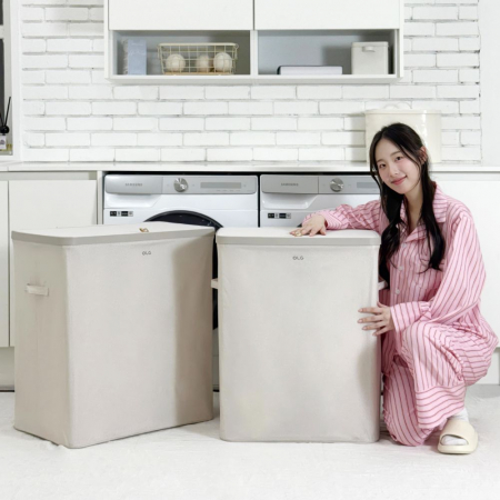 올지 분리수납 3단 빨래바구니 세탁바구니 대형 분리형 이동식 빨래통 냄새차단 #3
