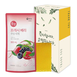 애경 순샘프레시베리 리필 300ml.망사수세미 세트
