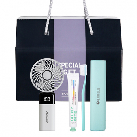 [시니바이트] 파스텔핏 실속 선물세트 2종(칫솔치약세트,휴대용선풍기) #2
