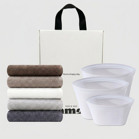송월타올 무지 호텔타올 150g + 파파러브 실리콘 지퍼백 3종세트 500+1000+1500 ml #2