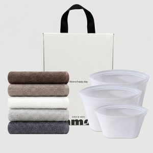 송월타올 무지 호텔타올 150g + 파파러브 실리콘 지퍼백 3종세트 500+1000+1500 ml