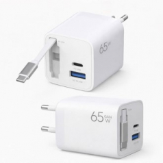 팝폰 릴케이블 TC66 GaN 65W PPS PD QC3.0 초고속 2.0 멀티 충전기 어댑터