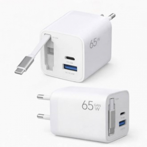 팝폰 릴케이블 TC66 GaN 65W PPS PD QC3.0 초고속 2.0 멀티 충전기 어댑터