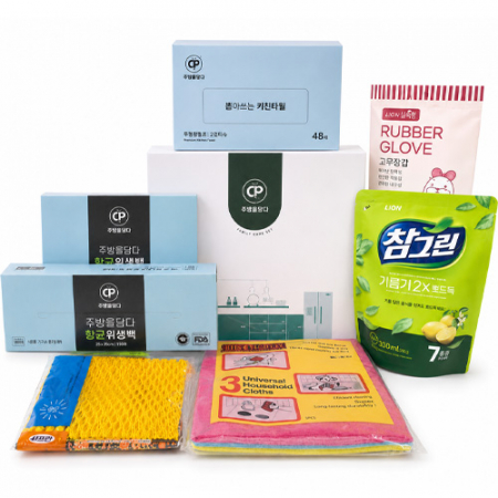 주방을담다 주방선물세트(키친타월.위생백.위생장갑.망사수세미.독일부직포행주.참그린세제.고무장갑)선물.홍보.판촉.답례품 #2