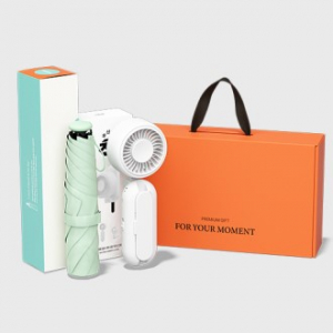 제이에스 초경량 파스텔 블룸 우양산 미니 암막 3단 양우산 여행 선물세트+휴대용 핸디 우산애착 선풍기