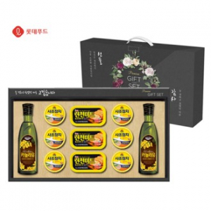 롯데 프리미엄 오일햄 L-34 (롯데 카놀라유500ml*2ea+런천미트120g*3ea+사조해표 참치캔 85g*6ea)