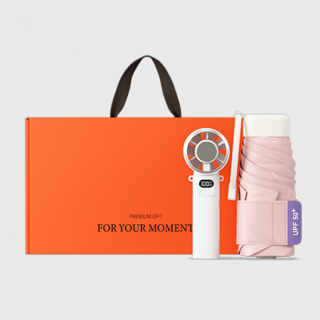 제이에스 밀키 포켓 초경량 우양산 미니 컬러암막 5단 양우산 선물세트+쿨링 냉각팬 휴대용 핸디 선풍기 #2