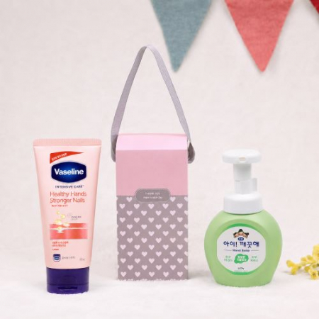 아이깨끗해 핸드워시 + 바세린핸드크림60ml  (하트케이스 + 스티커포함) #3