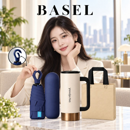 바젤 모던비트 진공 텀블러 350ml + 고리형 5단 양우산 #4