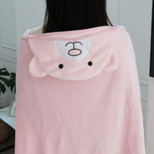 포근한 캐릭터 후드 망토 담요