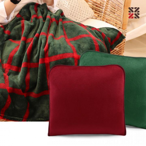 루무드 노아 체크 극세사 쿠션 담요