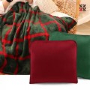 루무드 노아 체크 극세사 쿠션 담요