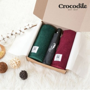 크로커다일 3단자동솔리드암막우산+코마사40수(220g)타올 세트