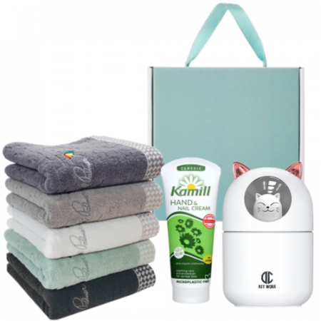 아놀드파마 자카드 세면타월 130g+고양이 미니가습기 무드등+카밀 핸드크림 세트 #2