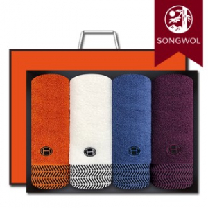 송월타올 호텔컬렉션 어로우40 (30수/40*80cm) 4매입 선물세트(박스+쇼핑백 포함)