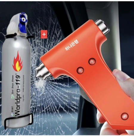 비상용 소화기+비상탈출 망치 안전벨트 카타기 #3