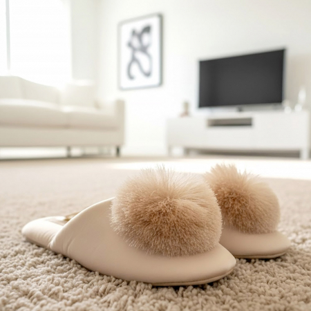 루미에르 새틴 폼폼이 슬리퍼 핑크 #6