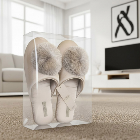 루미에르 새틴 폼폼이 슬리퍼 그레이 #3