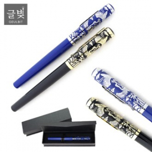 글빛 쌍학무늬볼펜