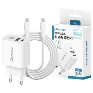 팬텍 GaN PD25W 멀티 2포트 가정용 초고속충전기 아답터(CtoC 케이블 포함)