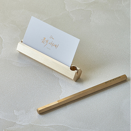 황동 육각 골드 메탈 명함꽂이 펜홀더 #6