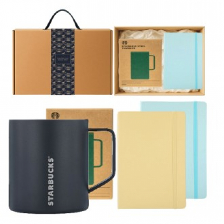 스타벅스 SS 블랙 데비 머그 414ml + 파스텔톤 A5 다이어리 고급띠지 손잡이 기프트박스세트 #2