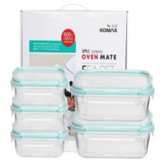 코멕스 오븐메이트 글라스 밀폐용기 직사각 5조 (2호)