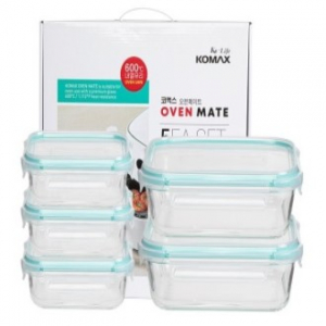 코멕스 오븐메이트 글라스 밀폐용기 직사각 5조 (2호)