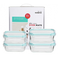 코멕스 오븐메이트 글라스 밀폐용기 직사각 차곡 혼합 4조