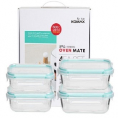 코멕스 오븐메이트 글라스 밀폐용기 직사각 차곡 혼합 4조