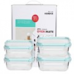 코멕스 오븐메이트 글라스 밀폐용기 직사각 차곡 혼합 4조