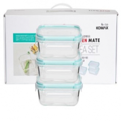 코멕스 오븐메이트 글라스 밀폐용기 3조 (2-1호)