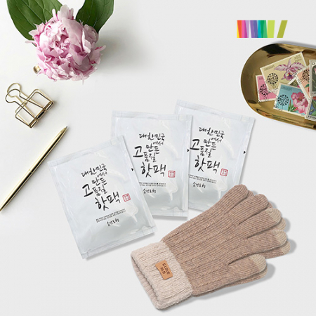 세트) 핫팩3+투톤 터치장갑 #3