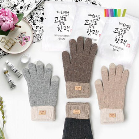 세트) 핫팩3+투톤 터치장갑 #6