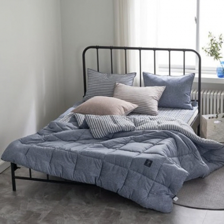 라인 스퀘어 양면 세마 차렵이불베개커버세트(이불+베개커버) 싱글/더블 2색상  고급침구가방증정 #3